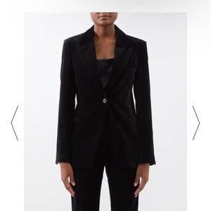 Frame single breasted velvet suit jacket blazer black 0